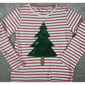 Mini Boden Sequin Christmas Tree Striped Girls Top 7-8 Years